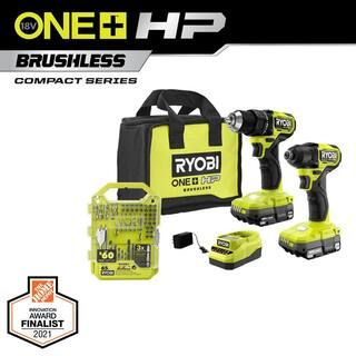 ONE+ HP 18V Brushless Cordless Compact 2-Tool Combo Kit w/Drill, Impact Driver, Batteries, Charge... | The Home Depot