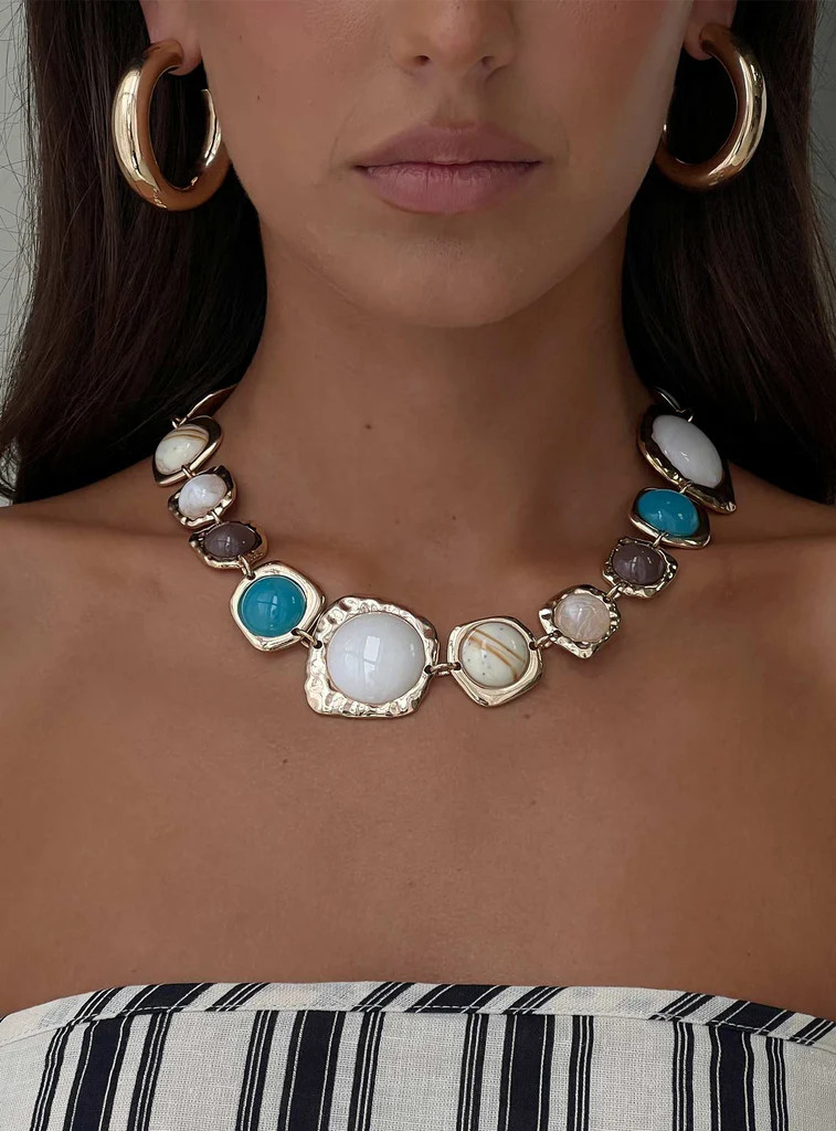 Evelynne Gemstone Necklace Gold | Princess Polly US