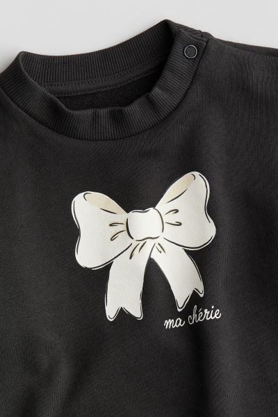 Printed Sweatshirt - Round Neck - Long sleeve - White/bows - Kids | H&M US | H&M (US + CA)