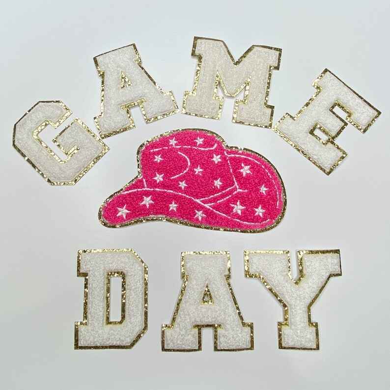 Pink MEDIUM Cowboy Hat Embroidered White Stars Gold Glitter - Etsy | Etsy (US)