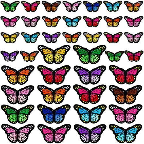 60pcs Butterfly Iron on Patches, 2 Size Embroidered Sew Applique Repair Patch | Amazon (US)