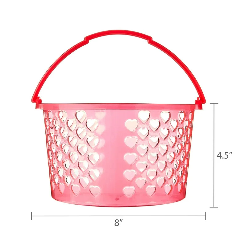 Plastic Heart-Shaped Basket, Red, 8" x 5", Valentine's Day by Way To Celebrate | Walmart (US)