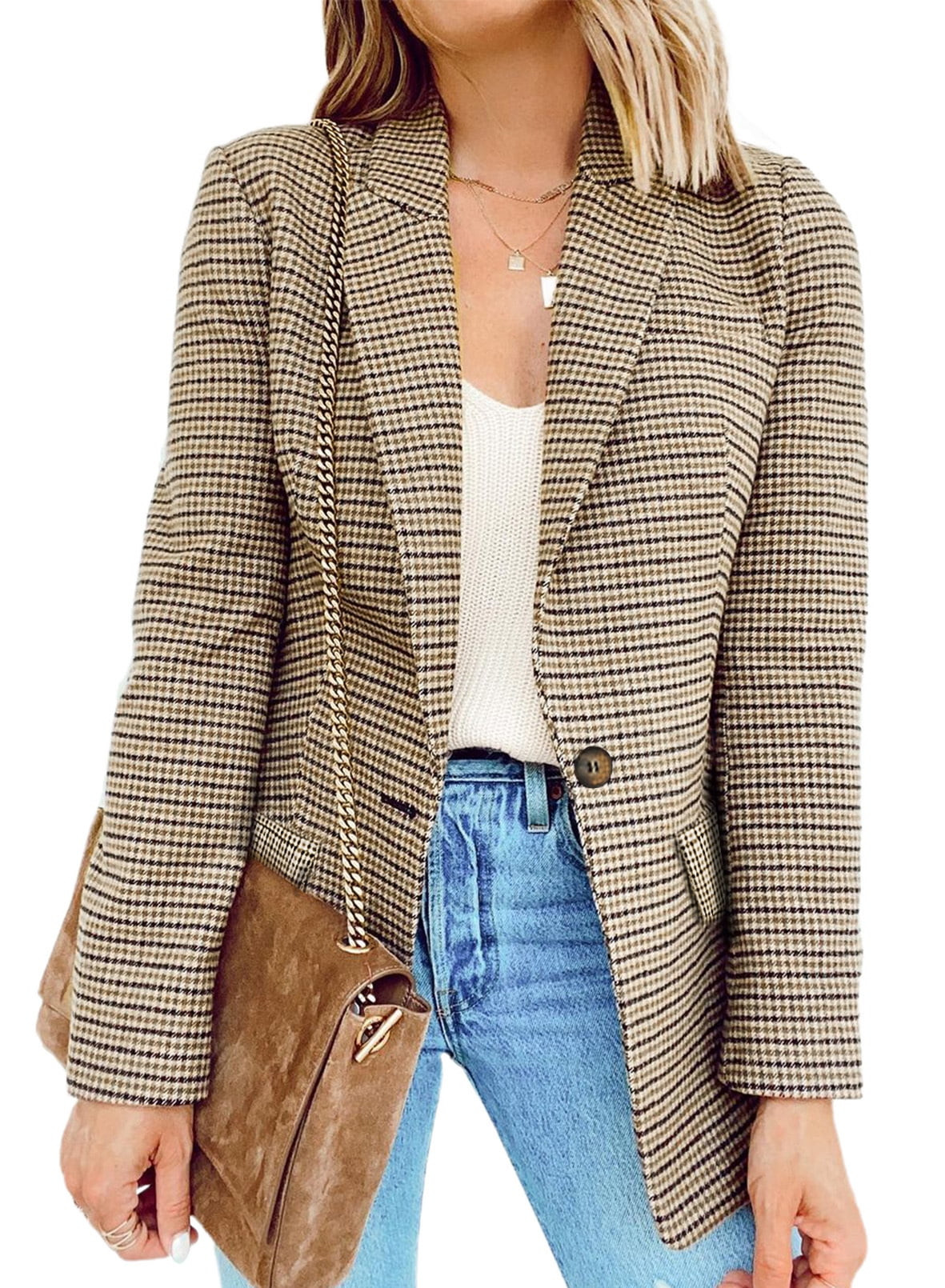 Eytino Women's Casual Blazers Long Sleeve Open Front Work Office Jackets Blazer | Walmart (US)