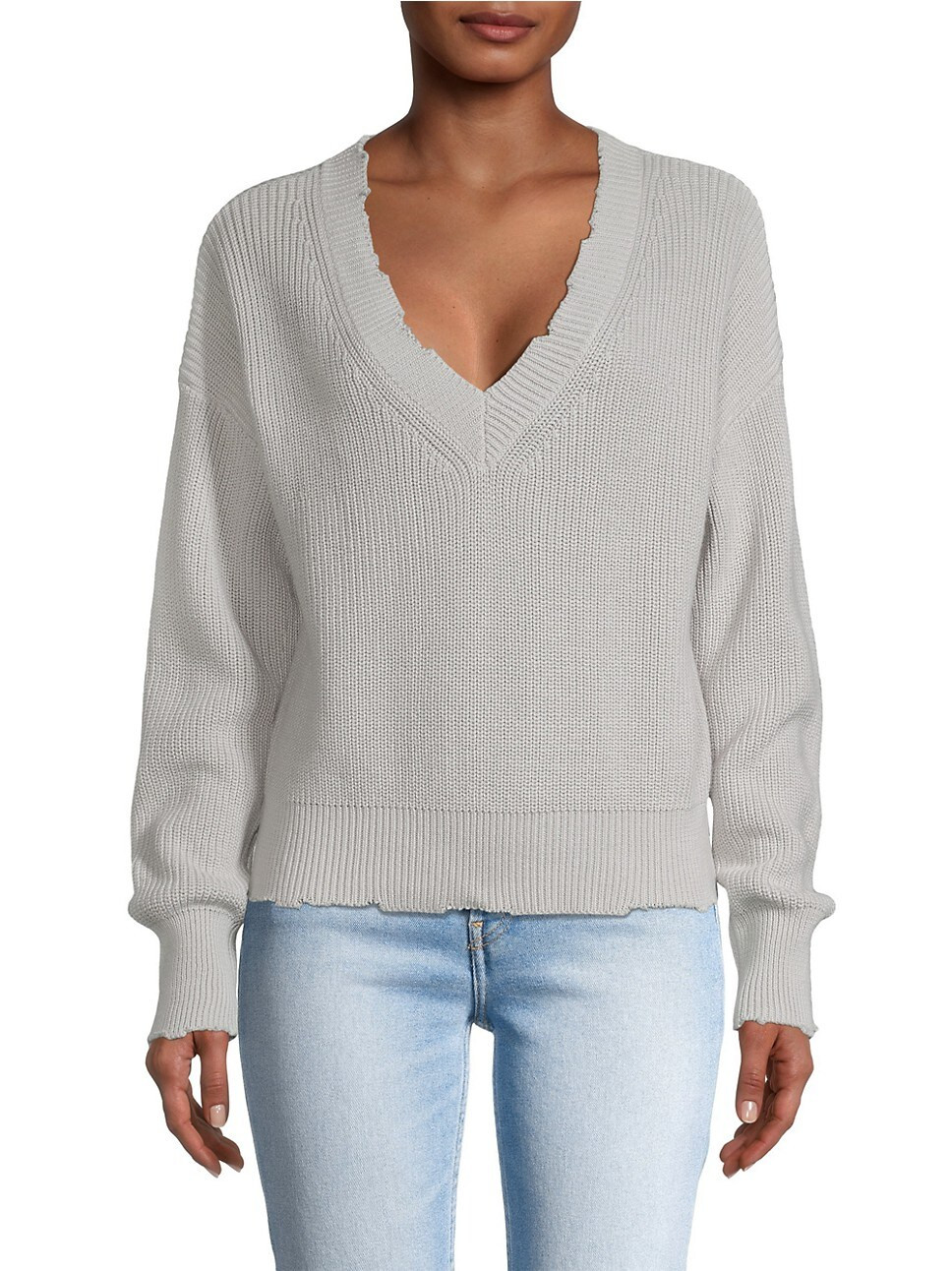 Distressed Cotton Knit Sweater | Saks Fifth Avenue