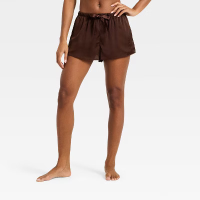 Women's Satin Pajama Shorts - Auden™ Brown M | Target