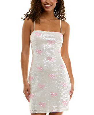 B Darlin Juniors' Strappy Sequin Bow Mini Dress - Macy's | Macy's