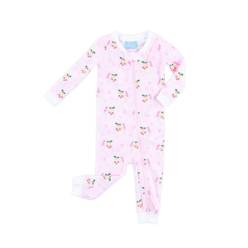 Vintage Santa Pink Print Zip Sleeper | Classic Whimsy
