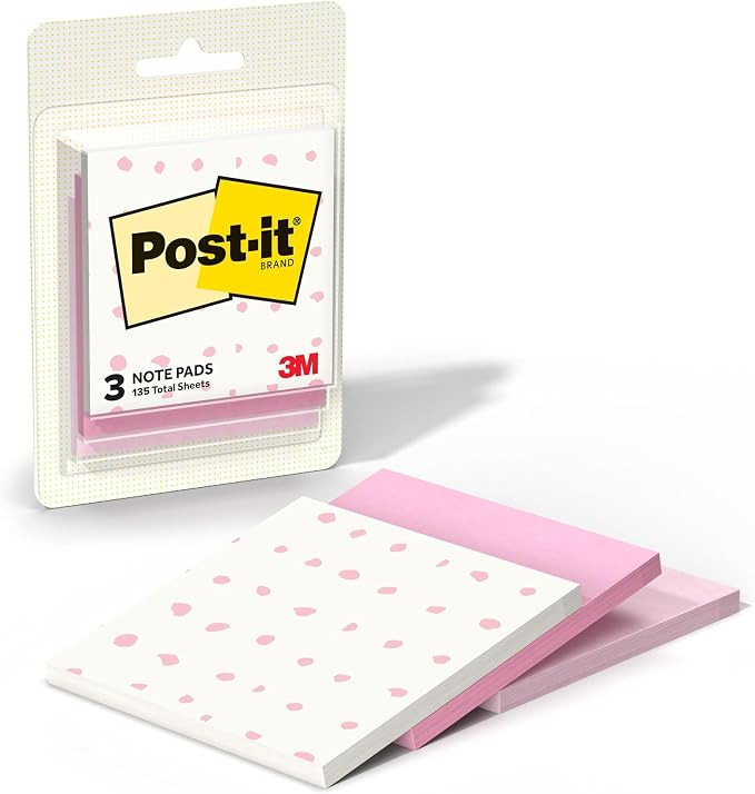 Post-it Polished Patterns, 3 x 3 in, 3 Sticky Notes Pads | Bubble Blush Design Featuring 1 Dot Pa... | Amazon (US)