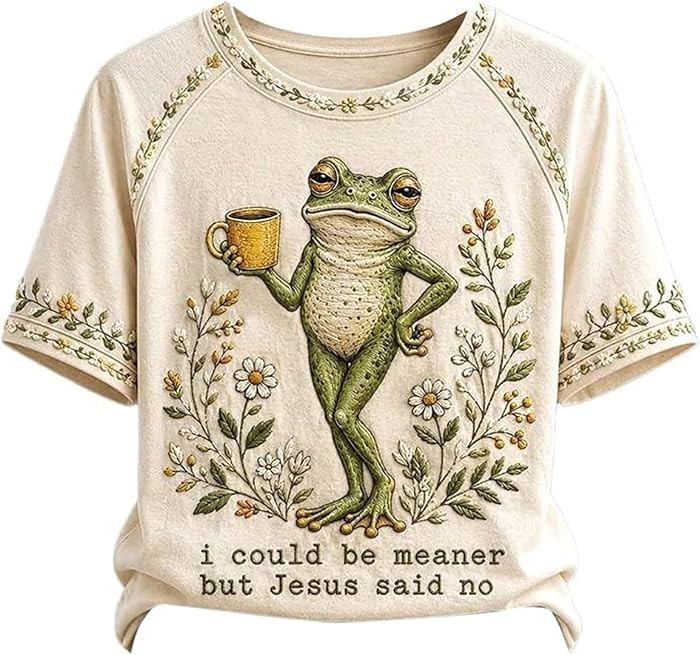 I Could Be Meaner But Jesus Said No Cute Frog Garden Graphic T-Shirt | Amazon (US)