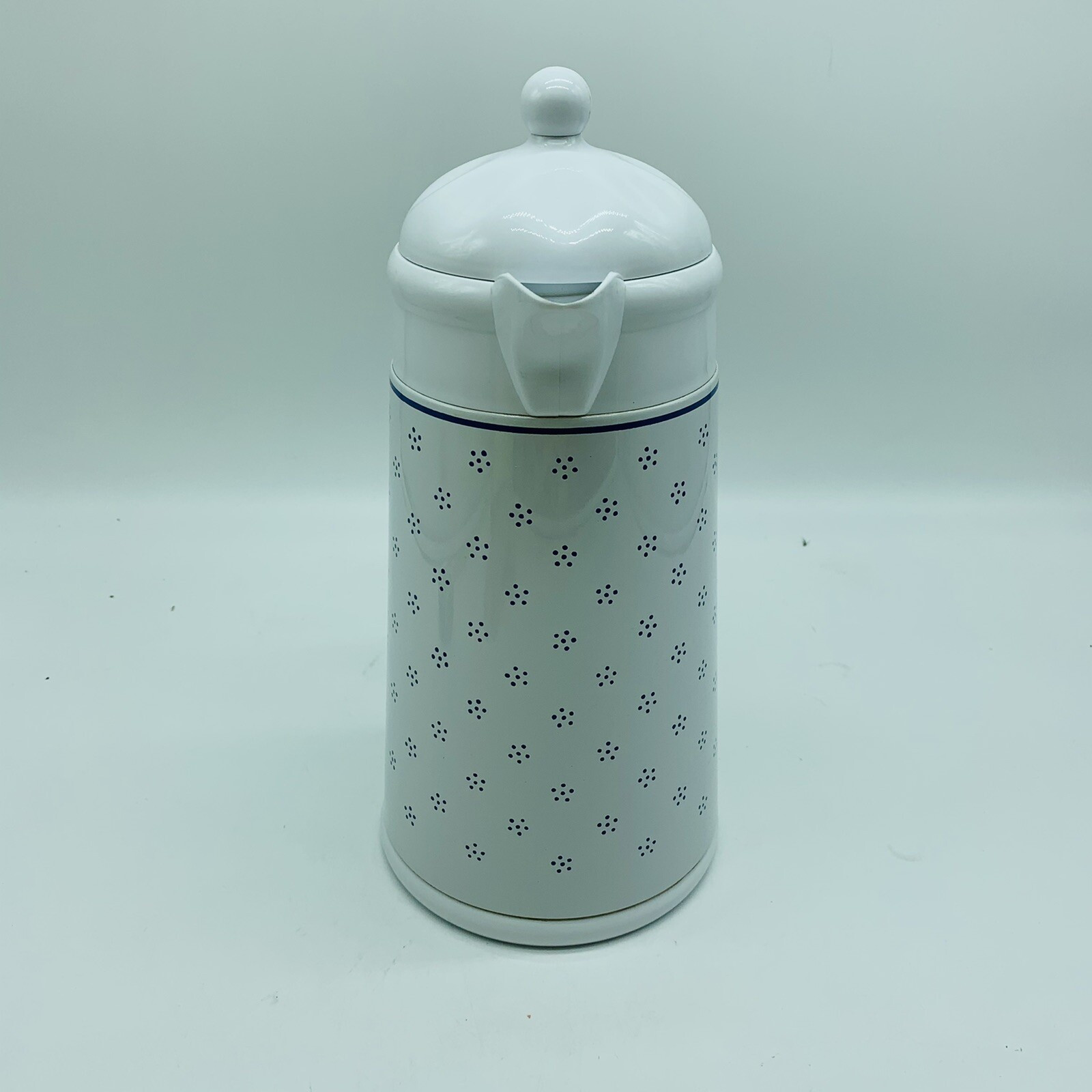 Vintage A.K. Das White Thermal Coffee Carafe BluePolkaDot Cluster Flower Pattern | eBay US