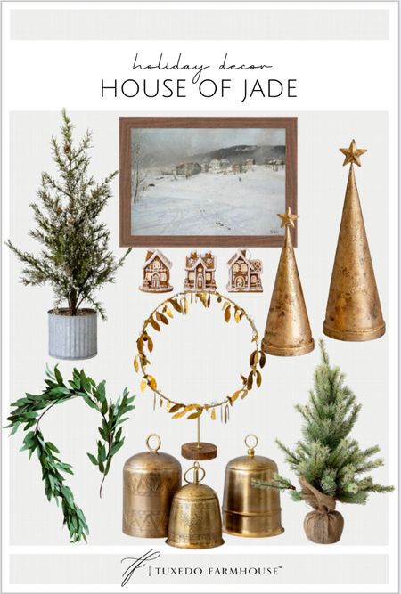 Holiday decor from House of Jade! 

Christmas decor, living room, artwork, garland, gold bells, vintage, gift guide, Wall art, Christmas tree 

#LTKHoliday #LTKhome #LTKSeasonal