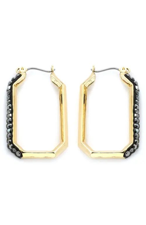 Panacea Pavé Rectangle Hoop Earrings in Hematite at Nordstrom | Nordstrom