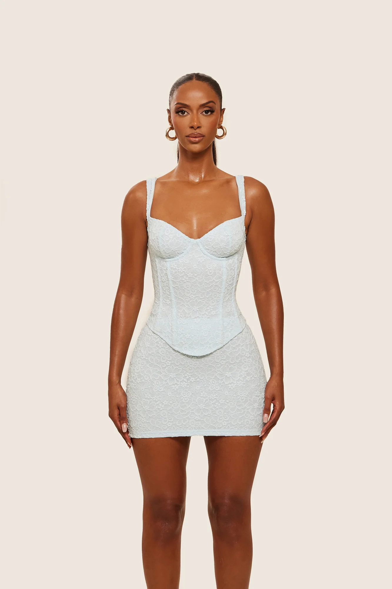The Cinched Lace Corset Mini Set - Blue | Mars The Label