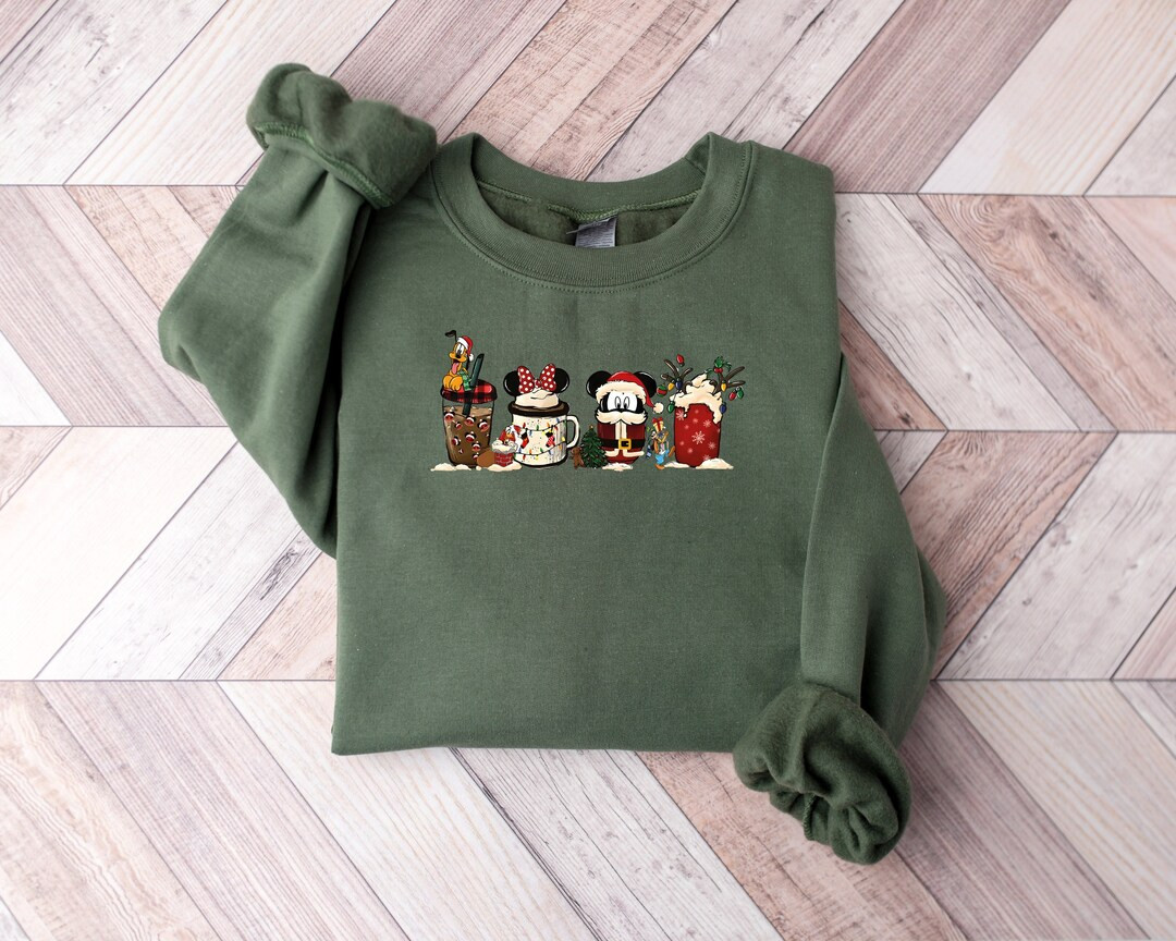 Cute Disney Mickey Minnie Pluto Christmas Coffee T-shirt - Etsy Canada | Etsy (CAD)