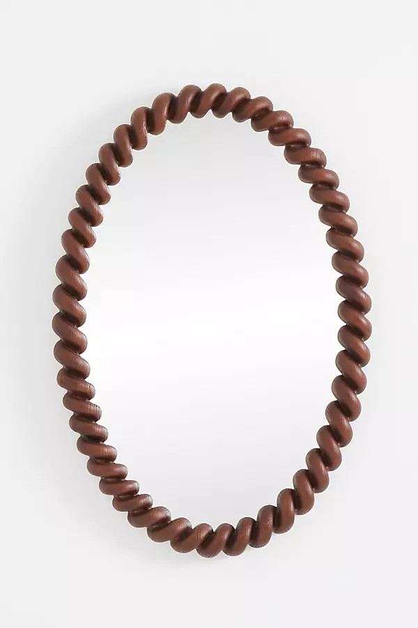 San Marco Braided Wood Finish Oval Wall Mirror | Anthropologie (US)