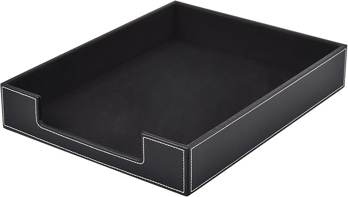Leather Letter Tray, Office Supplies Desk Organizer for Mail Paper Files Magazines Jewelry Cosmet... | Amazon (US)
