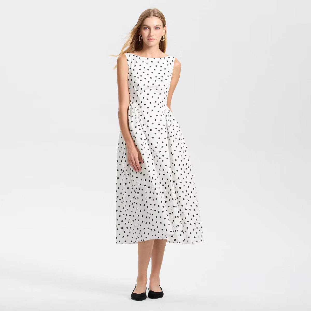 Women's Cap Sleeve Gathered Waist Midi A-Line Dress - A New Day™ | Target