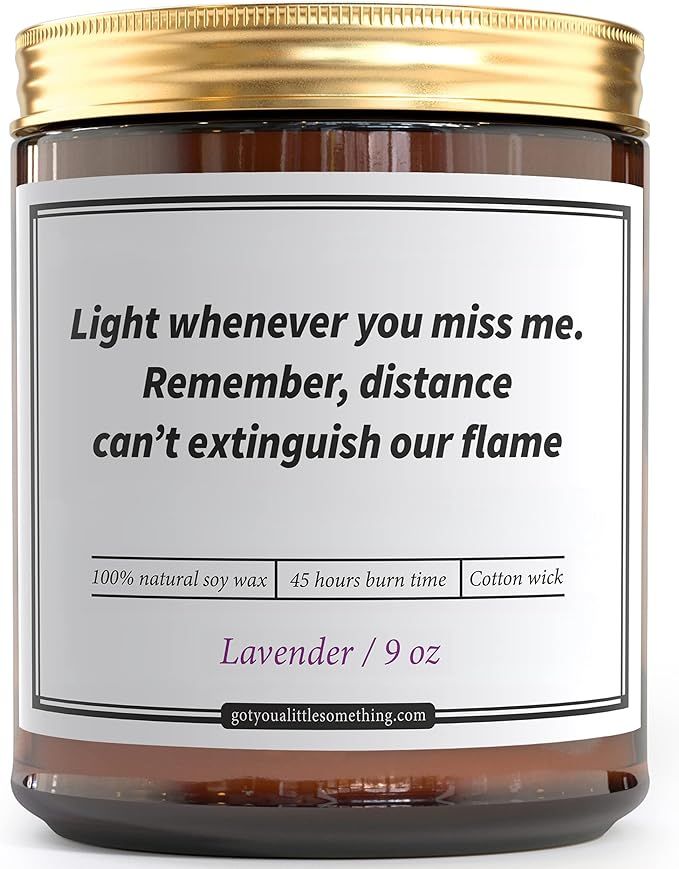 Long Distance Relationship Gifts for Women and Men | 9 OZ Lavender Soy Candle | Farewell Gifts, M... | Amazon (US)