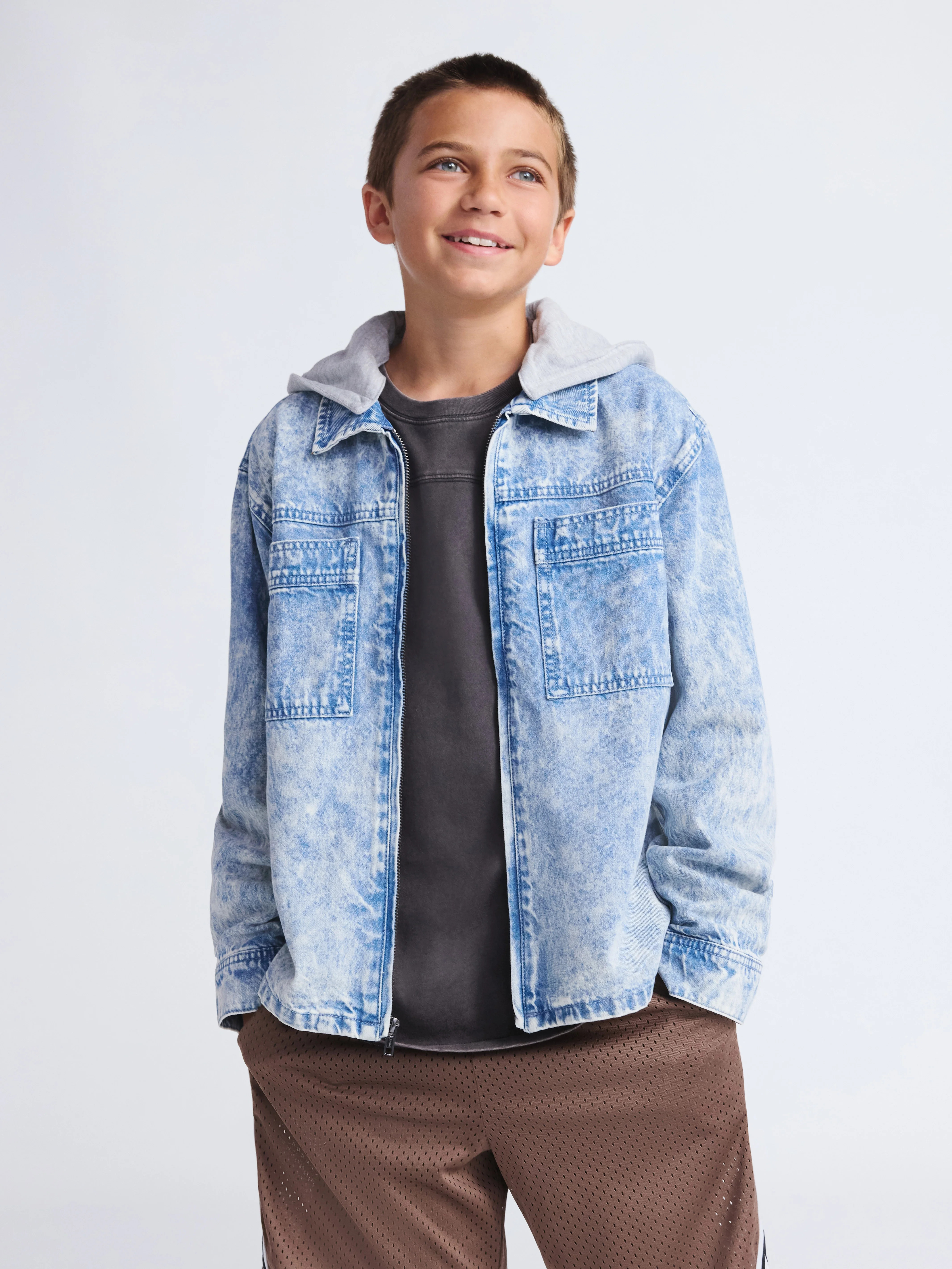 Weekend Academy Boys Hooded Denim Jacket, Sizes 4-18 - Walmart.com | Walmart (US)