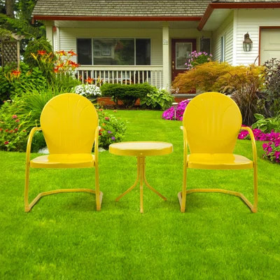 Vintage 3-Piece Bistro Set - Anti-Rust Metal Patio Table & 2 Foldable Chairs, 350lb Capacity, Waterproof Outdoor Dining Set for Balcony, Porch, Lawn | Wayfair North America