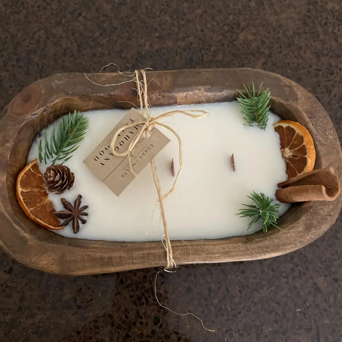 Wooden Dough Bowl Candle Floral Candle Coconut Soy Non-toxic Candle 14oz Farmhouse Seasonal Holid... | Etsy (US)