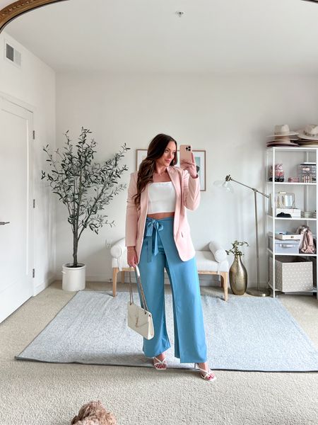 I love these tie front pants as something different. I love them paired with a crop top and a little blazer on top for a fun dinner date night out. Switch the crop top and tank to make it a work outfit!  

use code bri138 to enjoy 15% off on full-priced items! 

Medium in tops and large in pants, medium in blazer. 🌸 

#LTKSeasonal #LTKmidsize #LTKworkwear