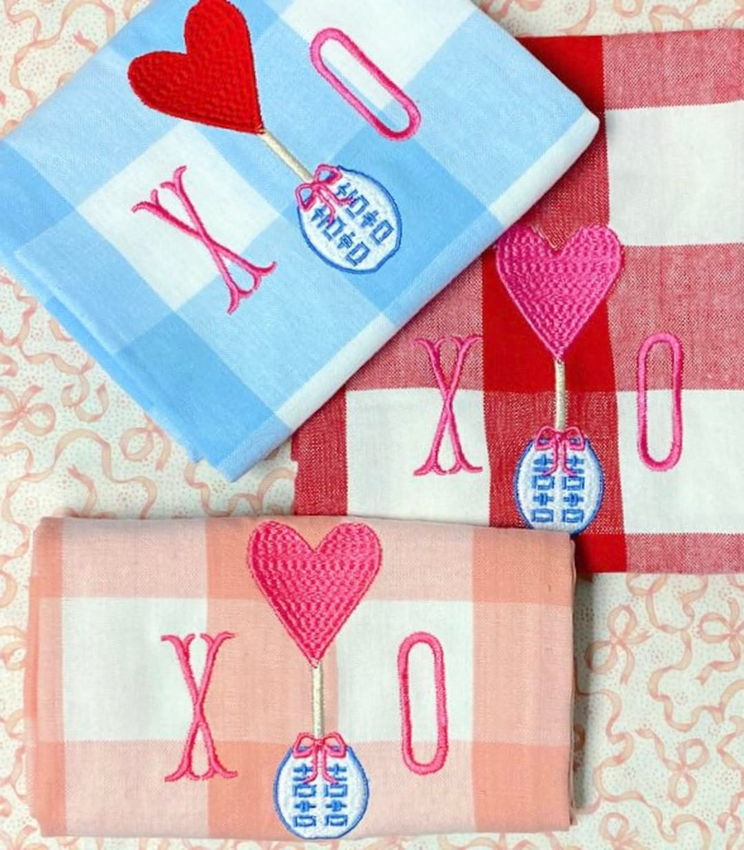 PINK Check Topiary Heart Tea Towel - Etsy | Etsy (US)