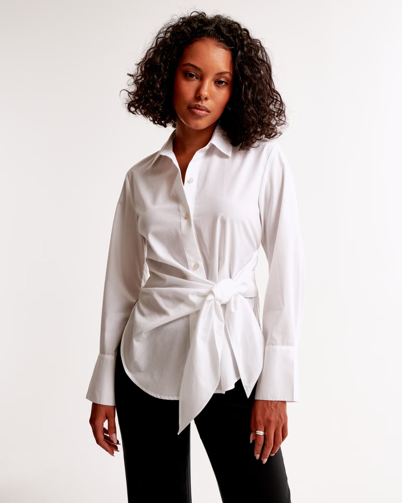 Long-Sleeve Relaxed Side-Tie Shirt | Abercrombie & Fitch (US)