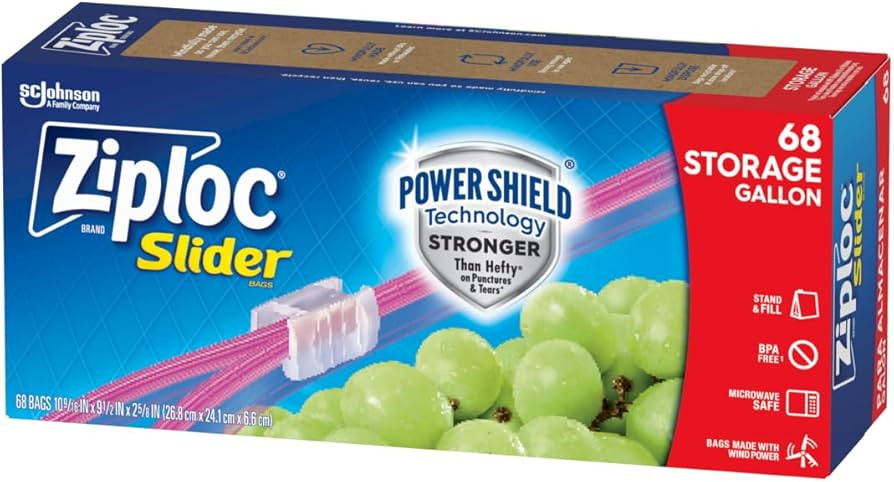 Ziploc Gallon Food Storage Slider Bags, Power Shield Technology for More Durability, 68 Count | Amazon (US)
