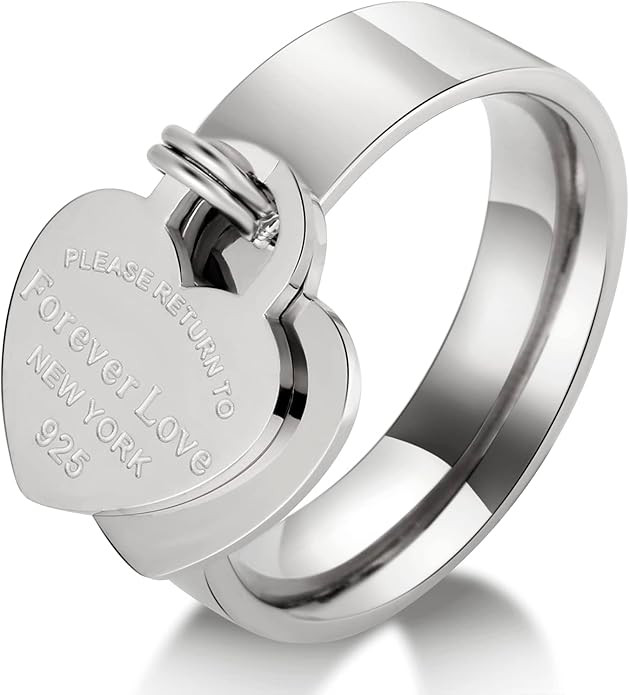 JINHUI Rings with Charms for Girlfriend, 6mm Heart Dangle Ring Graducation Gift 18k Gold Plated R... | Amazon (US)