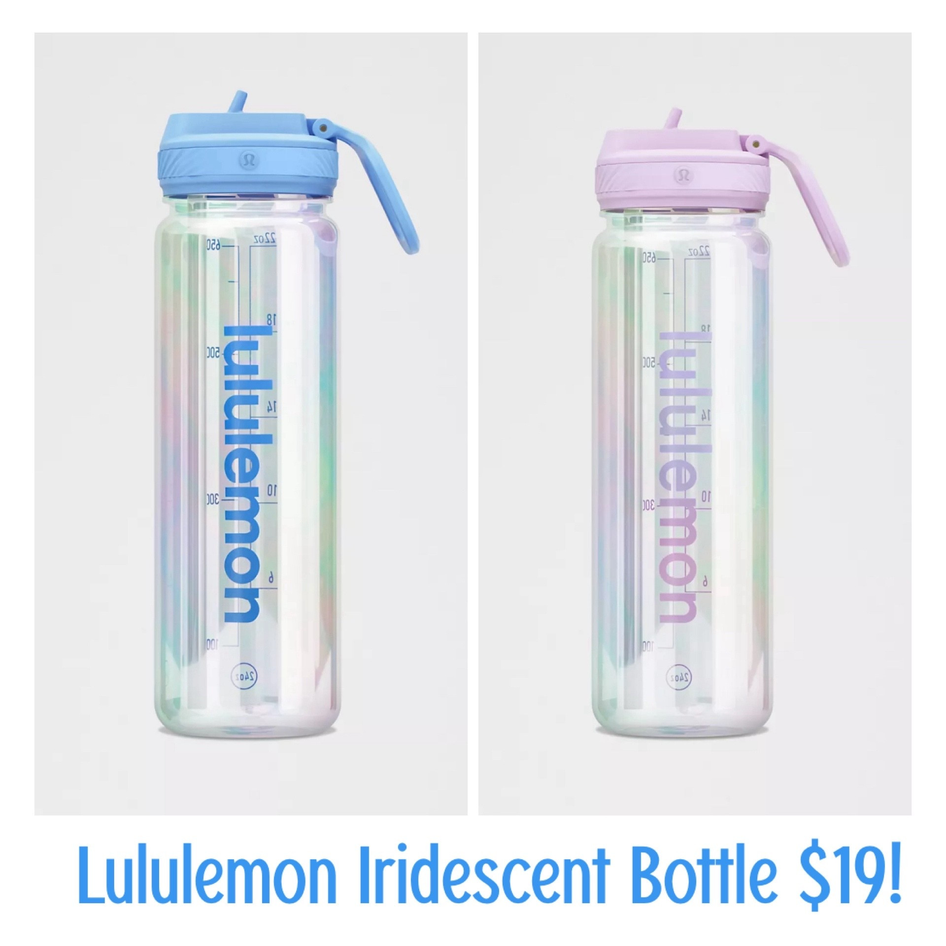 Only $19 today for this Lululemon Iridescent Water Bottle in these two super pretty color options! So springy, and while I know I’m thinking ahead here, these would make useful Valentine’s Day gifts or Easter basket fillers even 🩵💜 They ship free also! 

#LTKHome #LTKActive #LTKSaleAlert
