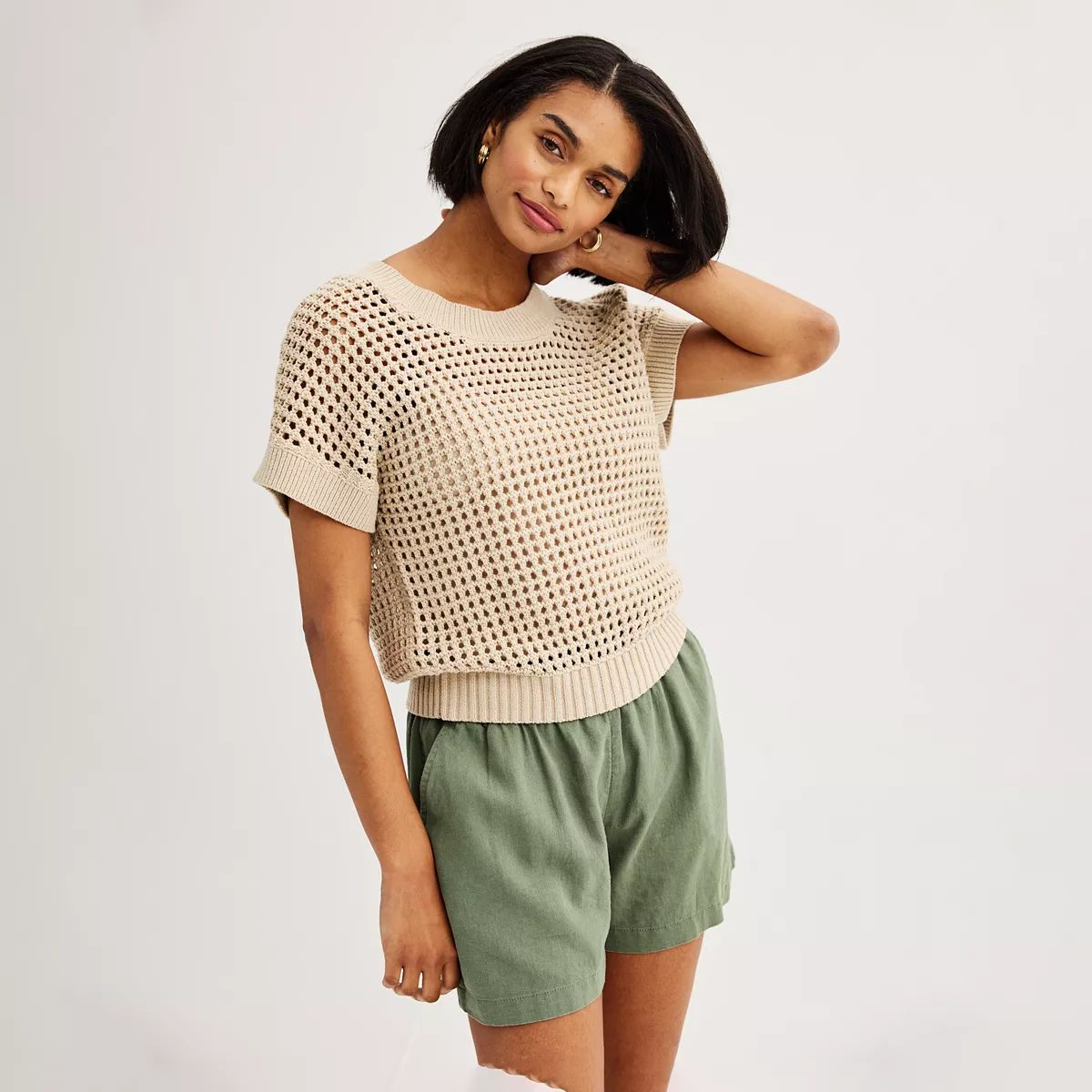 Women's Sonoma Goods For Life® Short Sleeve Open Stitch Dolman Sweater | Kohl's