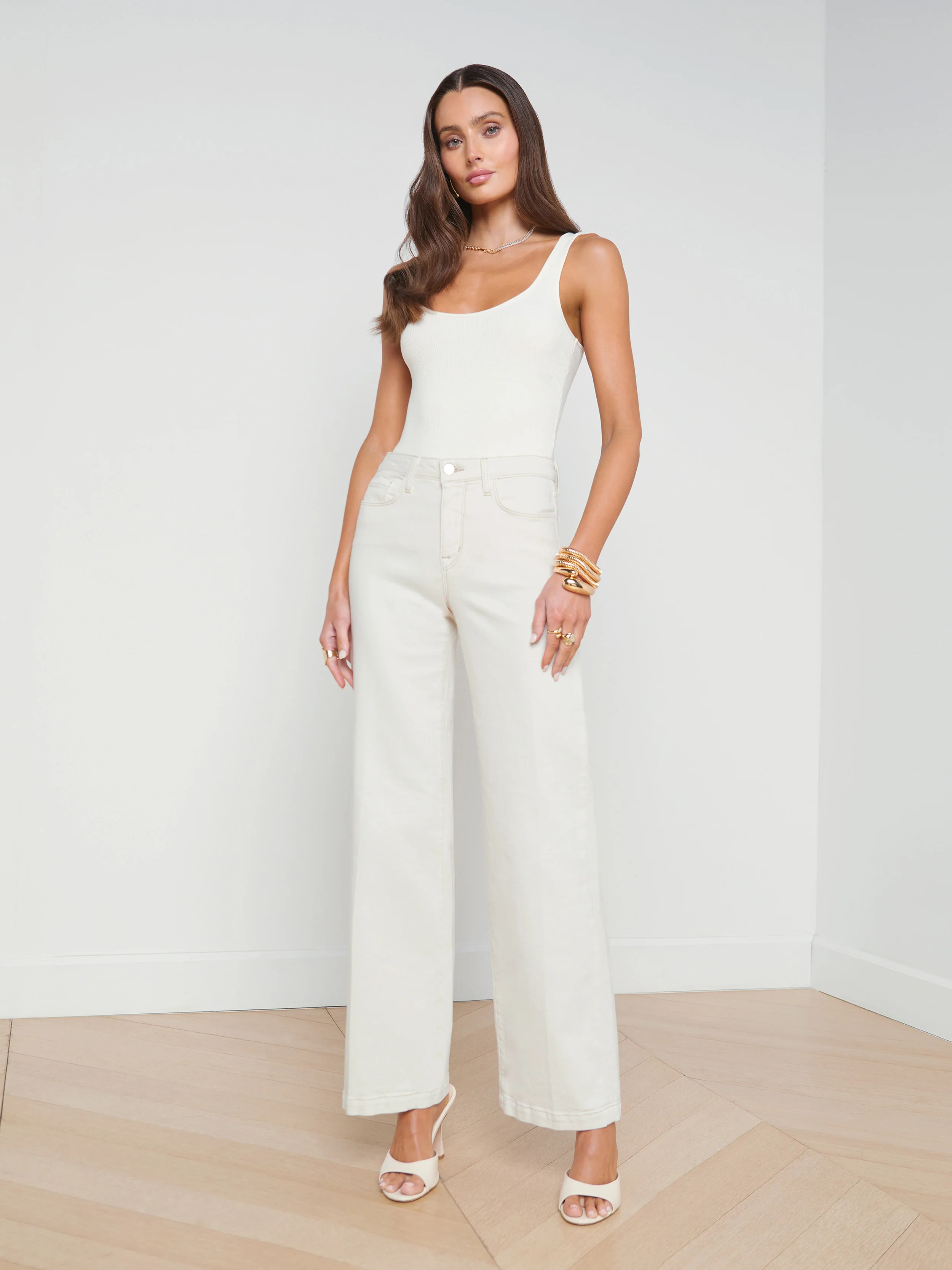 L'AGENCE - Scottie Wide-Leg Jean in Macadamia | L'Agence