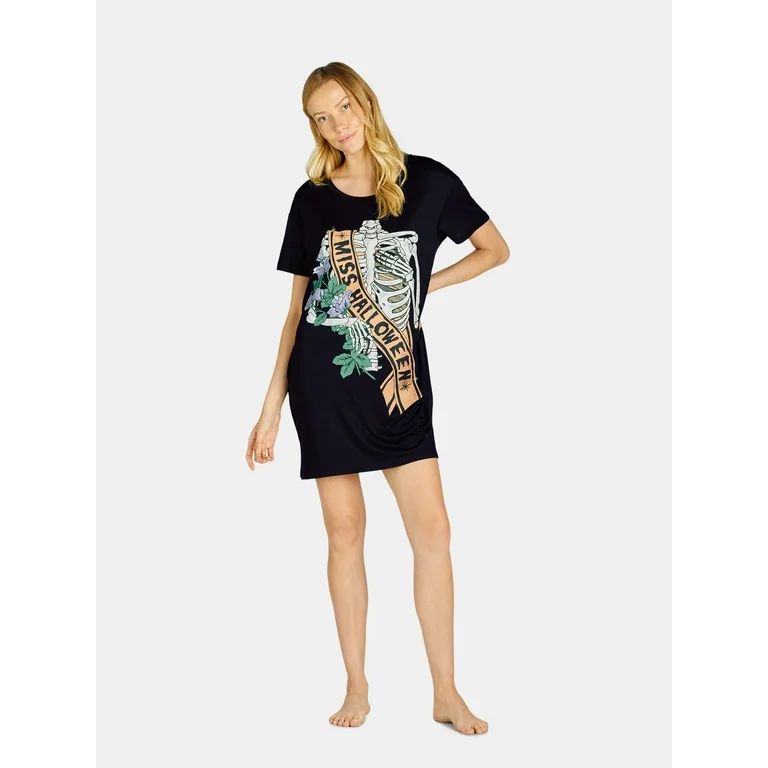 Women's Halloween Skeleton Sleepshirt Top by Way to Celebrate | Walmart (US)