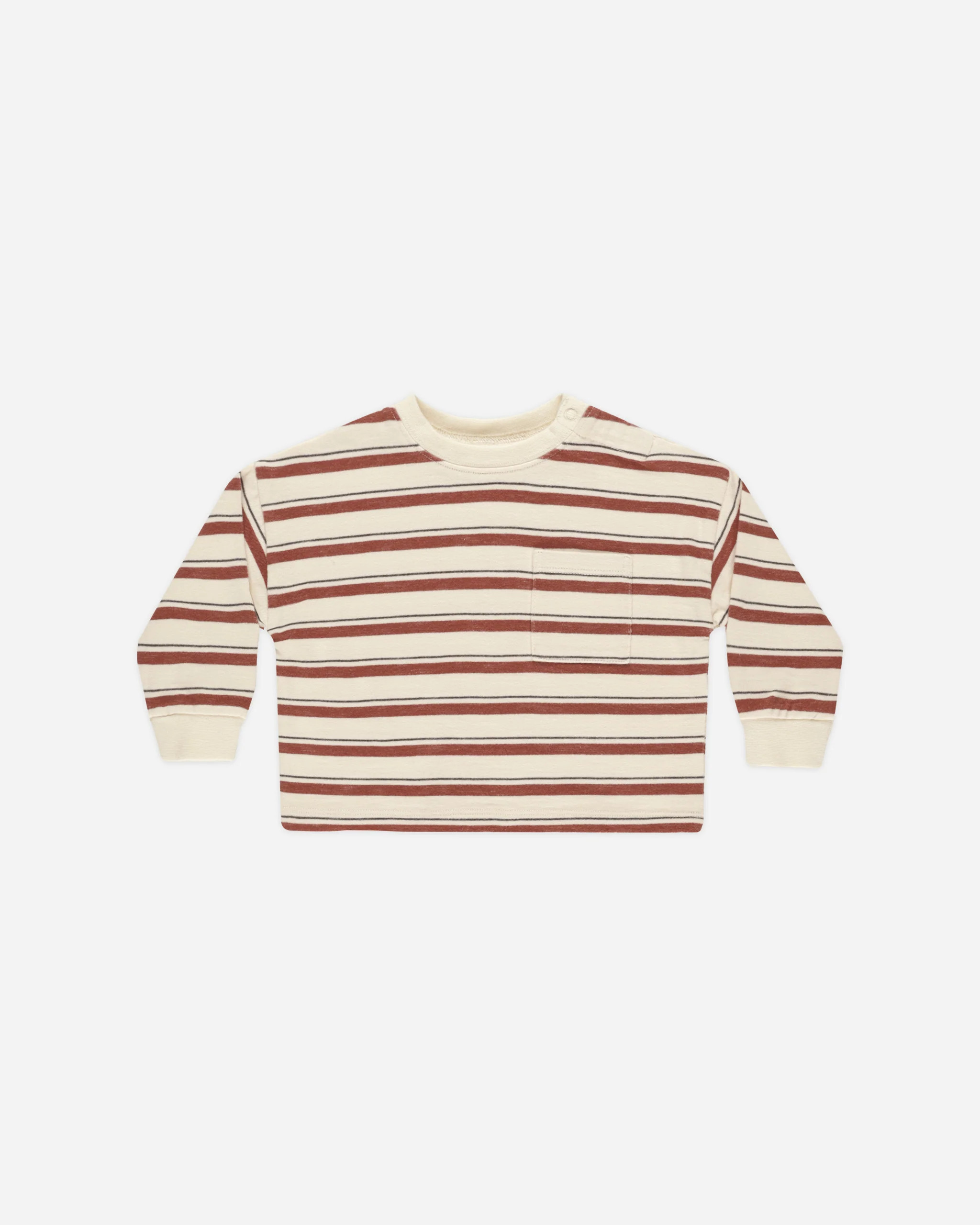 Relaxed Long Sleeve Tee || Brick Stripe | Rylee + Cru