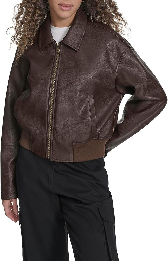 Levi's womens Faux Leather Bomber With Laydown Collar | Amazon (US)