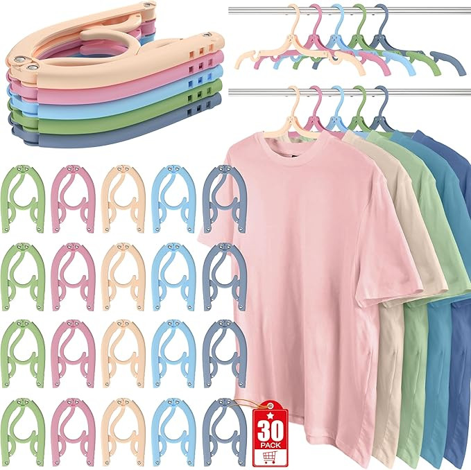 30 Pcs Travel Hangers Portable Foldable Travel Hanger Organizer, Plastic Travel Accessories Essen... | Amazon (US)