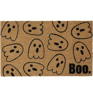 Northlight Brown Natural Coir Boo with Ghosts Halloween Doormat 18 in. x 30 in. 35246639 - The Ho... | The Home Depot