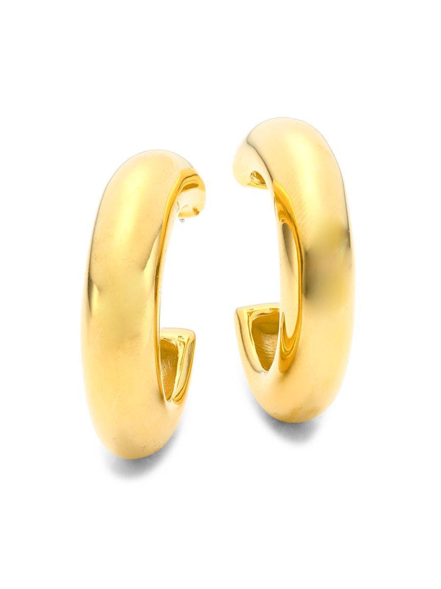 Kenneth Jay Lane 22K Goldplated Thick Hoop Earrings | Saks Fifth Avenue