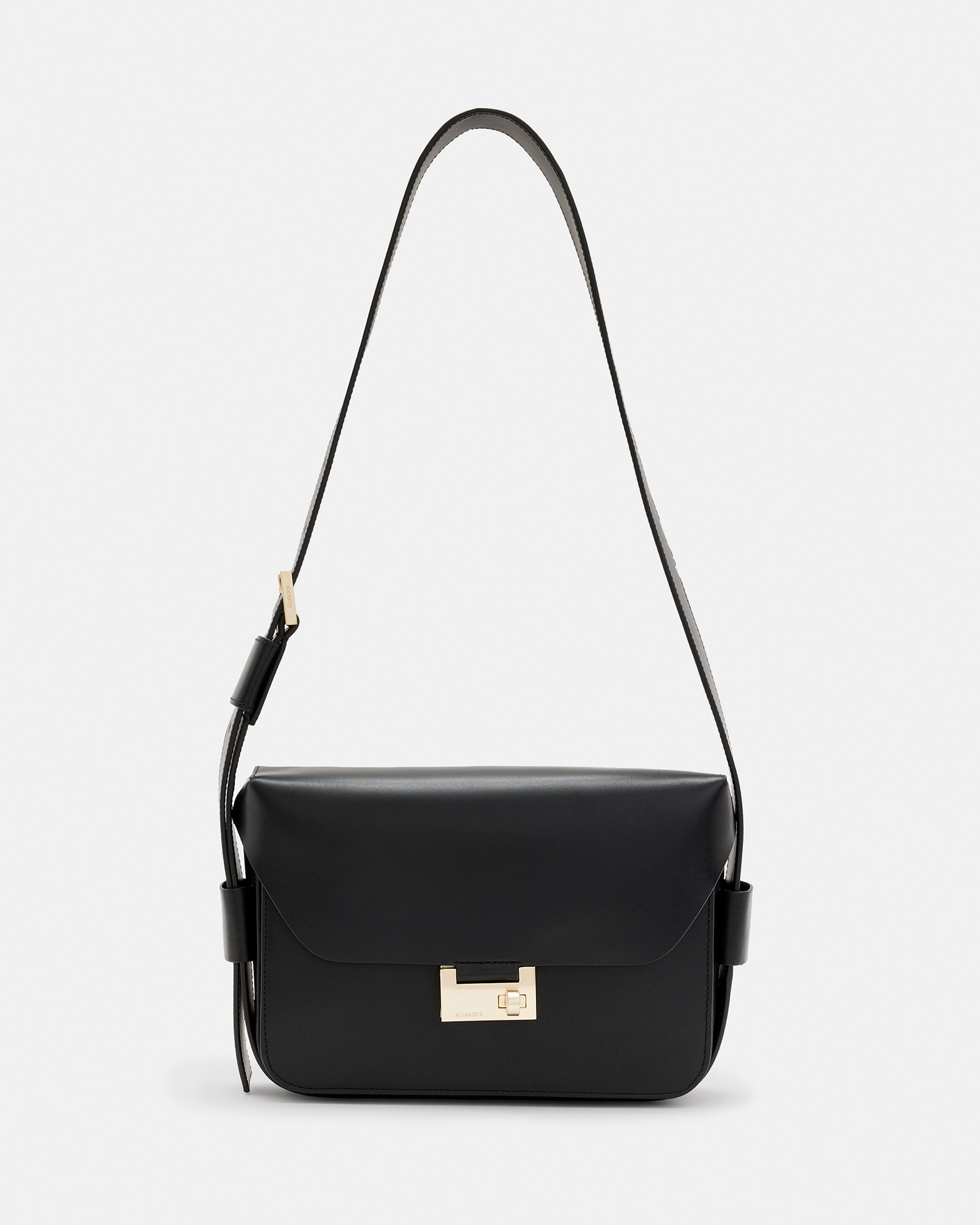 Etienne Leather Shoulder Bag Black | ALLSAINTS | AllSaints UK