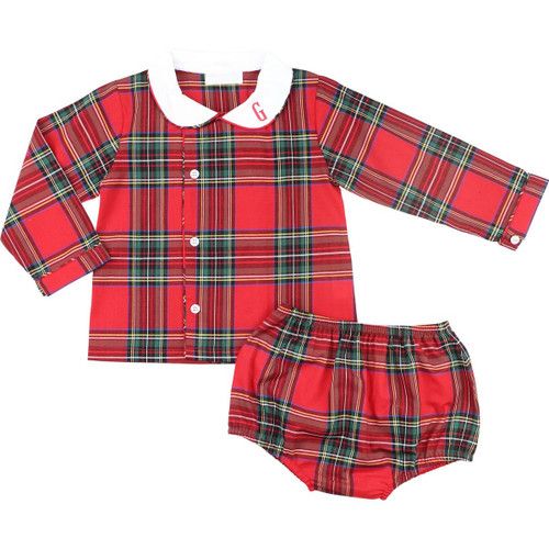 Red And Green Holiday Plaid Diaper Set  - Shipping Mid November | Cecil and Lou