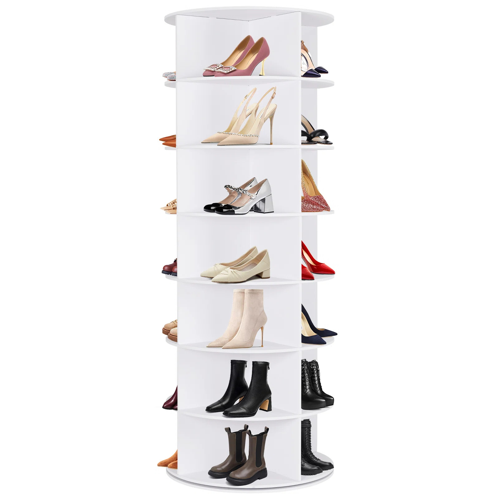 7-Tier Spinning Shoe Rack, 360° Rotating Shoe Organizer Tower, Vertical Carousel Storage for Sho... | Wayfair North America