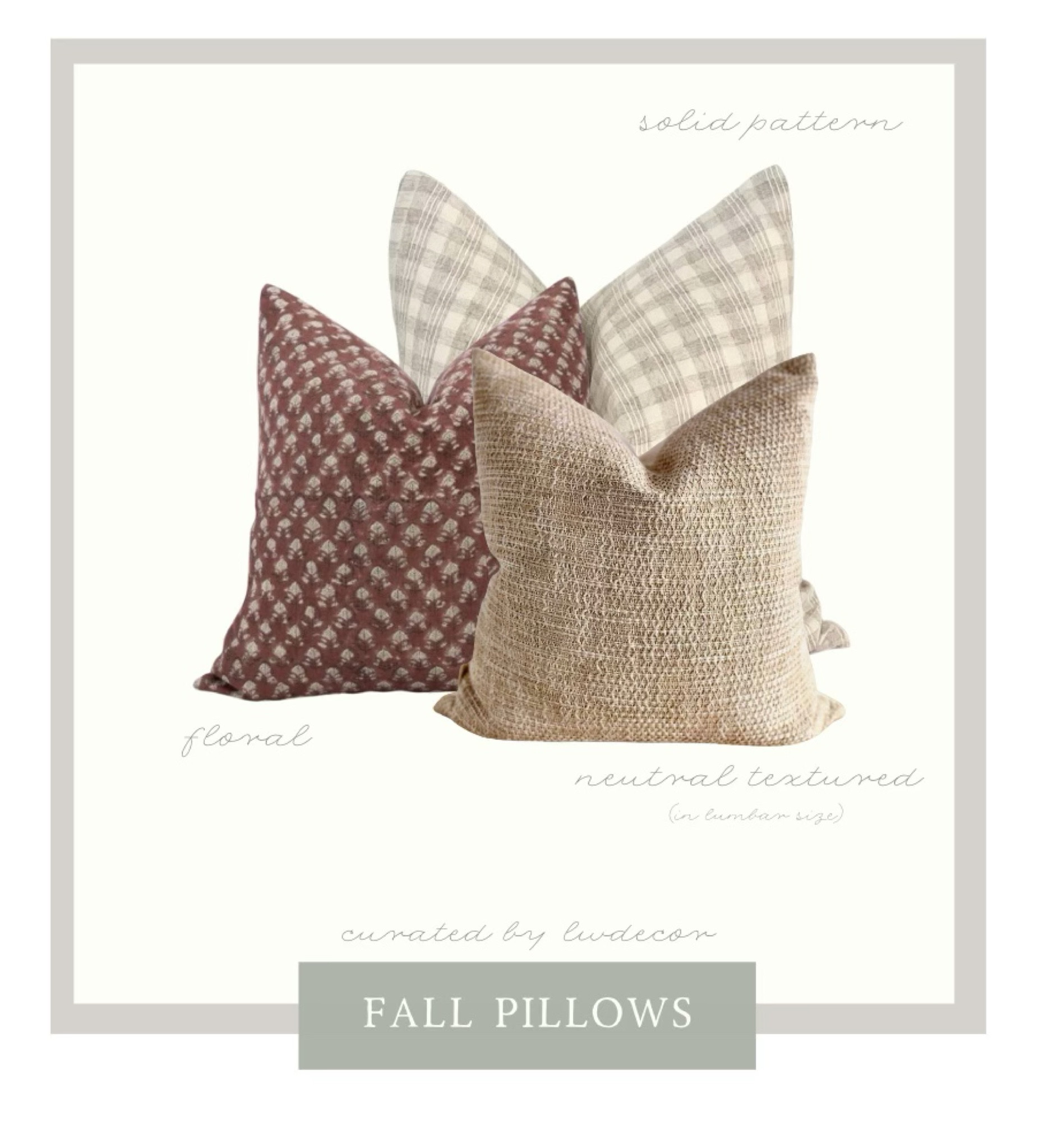 A beautiful mix of texture and patterns for your throw pillow pairings for the fall season! 

#LTKStyleTip #LTKFallSale #LTKHome