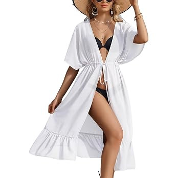 Ekouaer Women's Swimwear Cover Ups Sexy Chiffon Beach Bikini Swimsuit Kimono Cardigan Cover Up Lo... | Amazon (US)