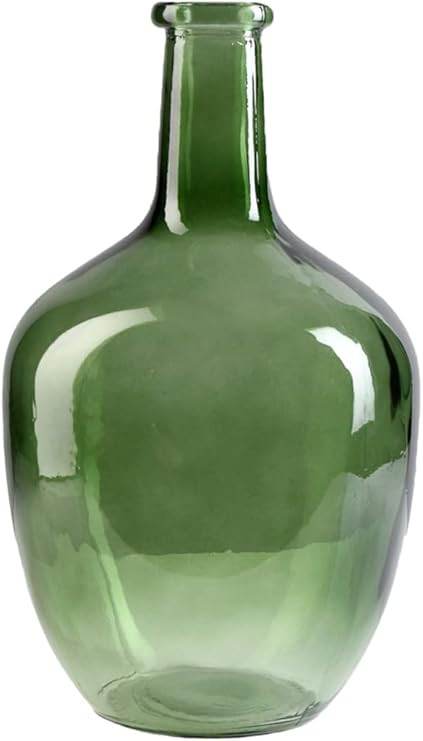 Serene Spaces Living Green Bottleneck Glass Vase, Vintage Floor Vase, Long-Stemmed Floral Contain... | Amazon (US)