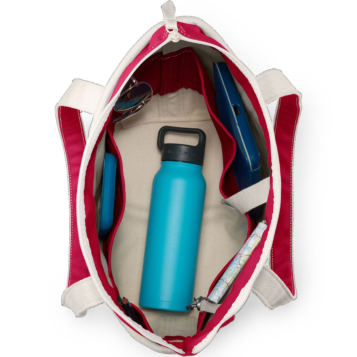 Lands' End Zip Top Long Handle Canvas Tote Bag | Target