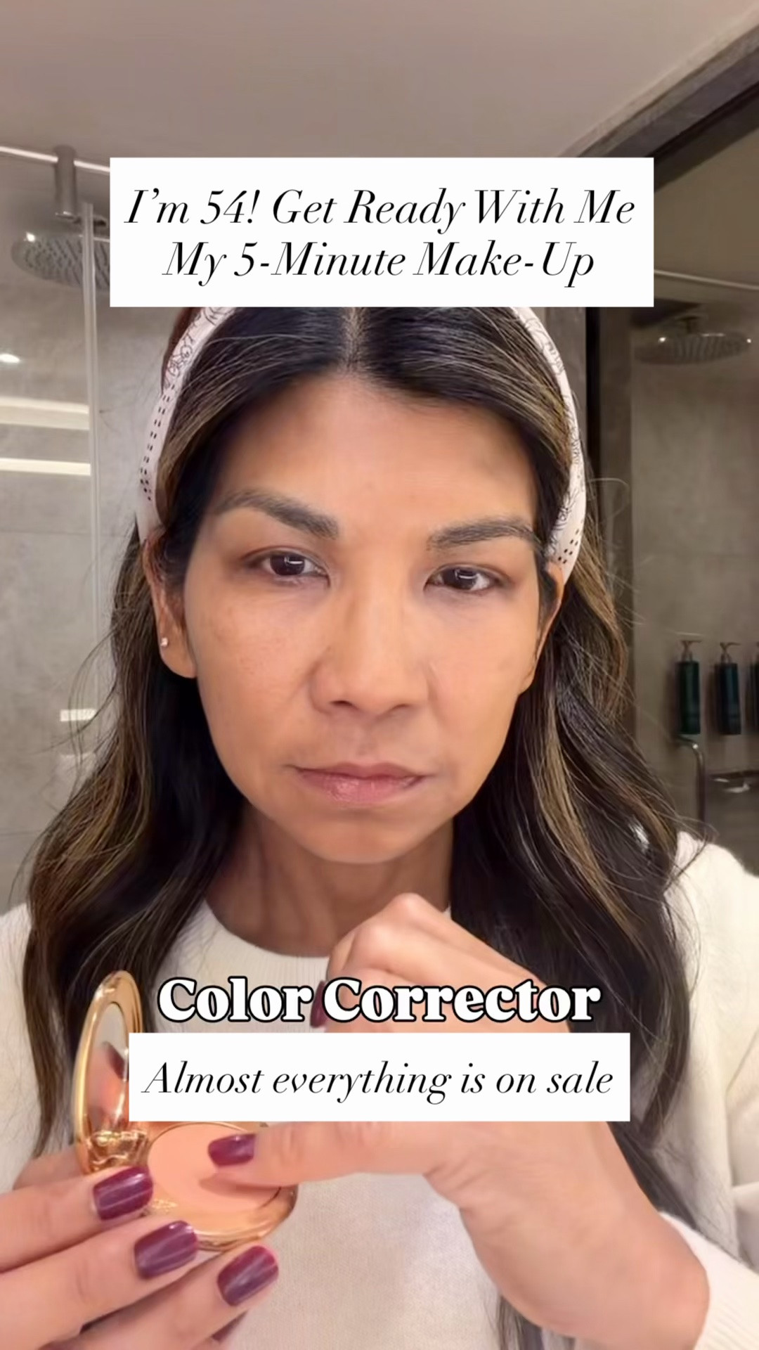 My 5 minute morning makeup as a 54y/o and lots are on sale.
Color Corrector/Under Eye Brightening in Medium.
SPF50 + CC Foundation in 21W Rich
Blush(duo) in She’s So LA
Snatch Stick(Contour Stick): Toasted
Finishing Powder in Tan
Lipliner in Anywhere Caffeine
Lips in N3
Not shown in this video  are the sunscreen I always use before makeup, primer for mascara, tubing mascara, and eyeshadow-all linked.
Beauty at 50, mature makeup, Amaozn finds, midlife makeup