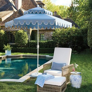 Limited Edition Cece 9' Scalloped Edge Umbrella with Sunbrella Canopy & Crank Lift System | Ballard Designs, Inc.