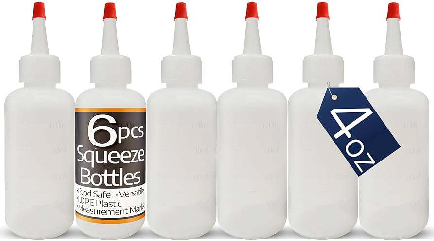 Plastic Squeeze Bottles with Red Tip Cap, 4 Oz Squirt Bottle For Ketchup, BBQ, Sauces, Syrup, Con... | Amazon (US)