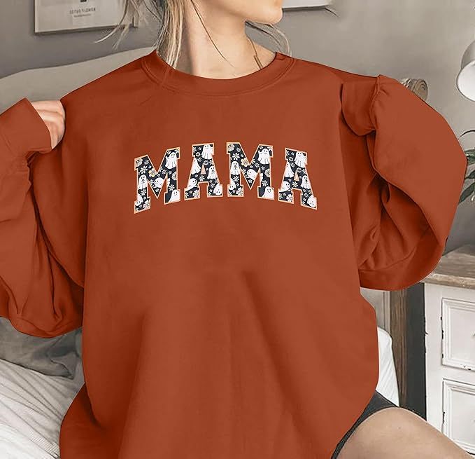 BANGELY Retro Mama Ghost Sweatshirt Women Vintage Mom Halloween Loose Pullover Spooky Season Moms... | Amazon (US)